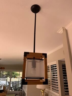 Farmhouse Wood Metal Hanging Pendant Light Hanalei 1-Light